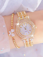 2pcs Set Fashionable & Versatile Women's Quartz Watch With Round Dial