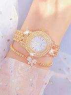 2pcs Set Fashionable & Versatile Women's Quartz Watch With Round Dial