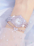2pcs Set Fashionable & Versatile Women's Quartz Watch With Round Dial