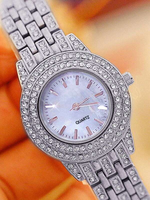 2pcs Set Fashionable & Versatile Women's Quartz Watch With Round Dial