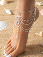 European & American Style Metal Layered Chain Anklet for Women Elegant Design