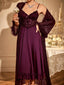 2pcs Set Fishbone Lace Trim Camisole Nightgown & Floral Lace Trim Wide Sleeve Mesh Robe for Women's Sleepwear and Loungewear Elegance Womenswear