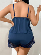 Women’s Plus Size Lace Cami & Shorts Pyjama Set