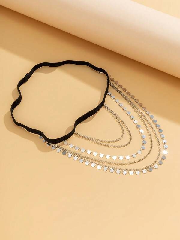 Disc Decor Thigh Chain with Shimmering Gold Fringe