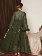 2-Piece Lace Camisole Nightdress & Mesh Robe Set