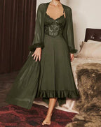 2-Piece Lace Camisole Nightdress & Mesh Robe Set