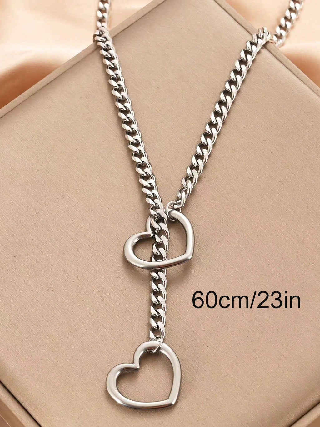 1pc Vintage Punk Style Hollow Heart Pendant Necklace Perfect Holiday Gift For Couples