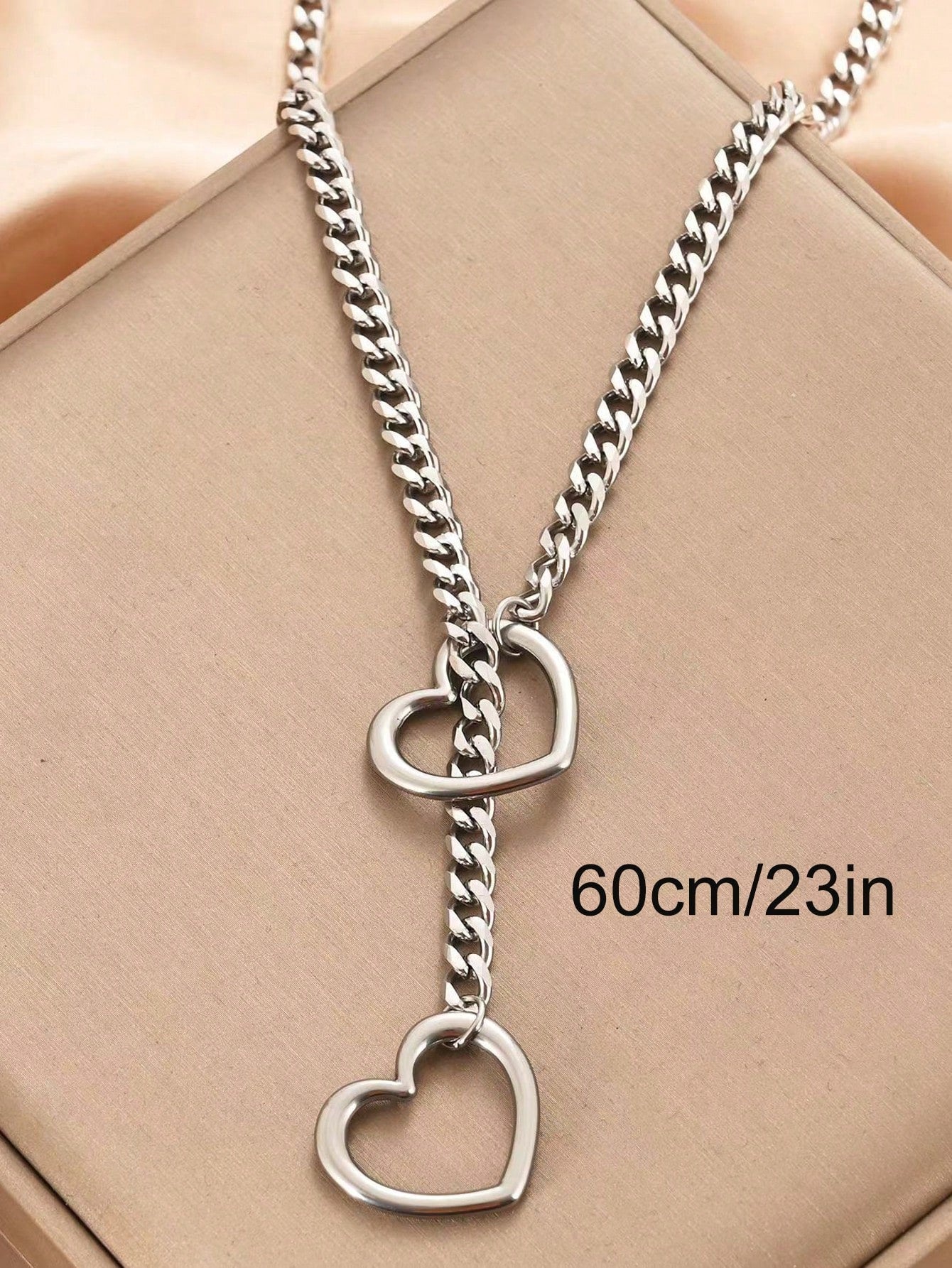 1pc Vintage Punk Style Hollow Heart Pendant Necklace Perfect Holiday Gift For Couples