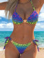 Women's 2-Piece High Waist Bikini Set with Star Decor & Leopard Print Halter Neck Backless Swimwear for Summer Vacation