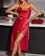 Contrast Lace Satin Cami Nightdress with Side Split
