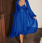 2-Piece Lace Camisole Nightdress & Mesh Robe Set