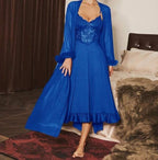 2-Piece Lace Camisole Nightdress & Mesh Robe Set