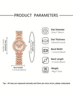 2pcs Set Elegant Crystal Watch & Heart Bracelet Gift Set