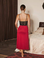 Women’s Lace Patchwork Side-Slit Nightdress